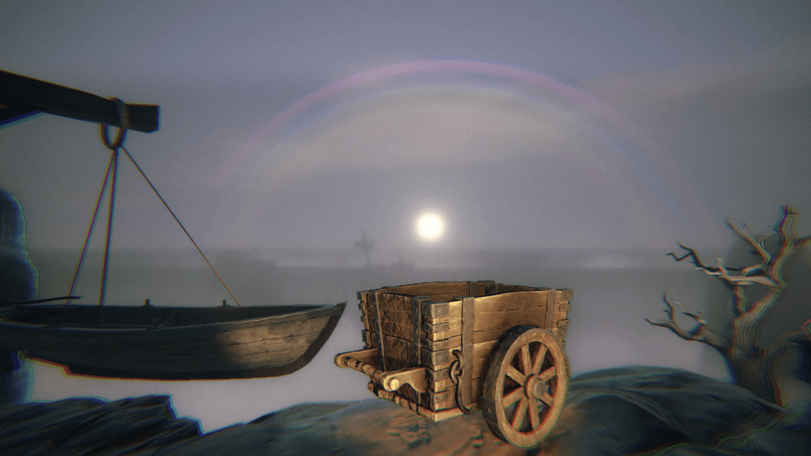 Official hauling cart beside the shore