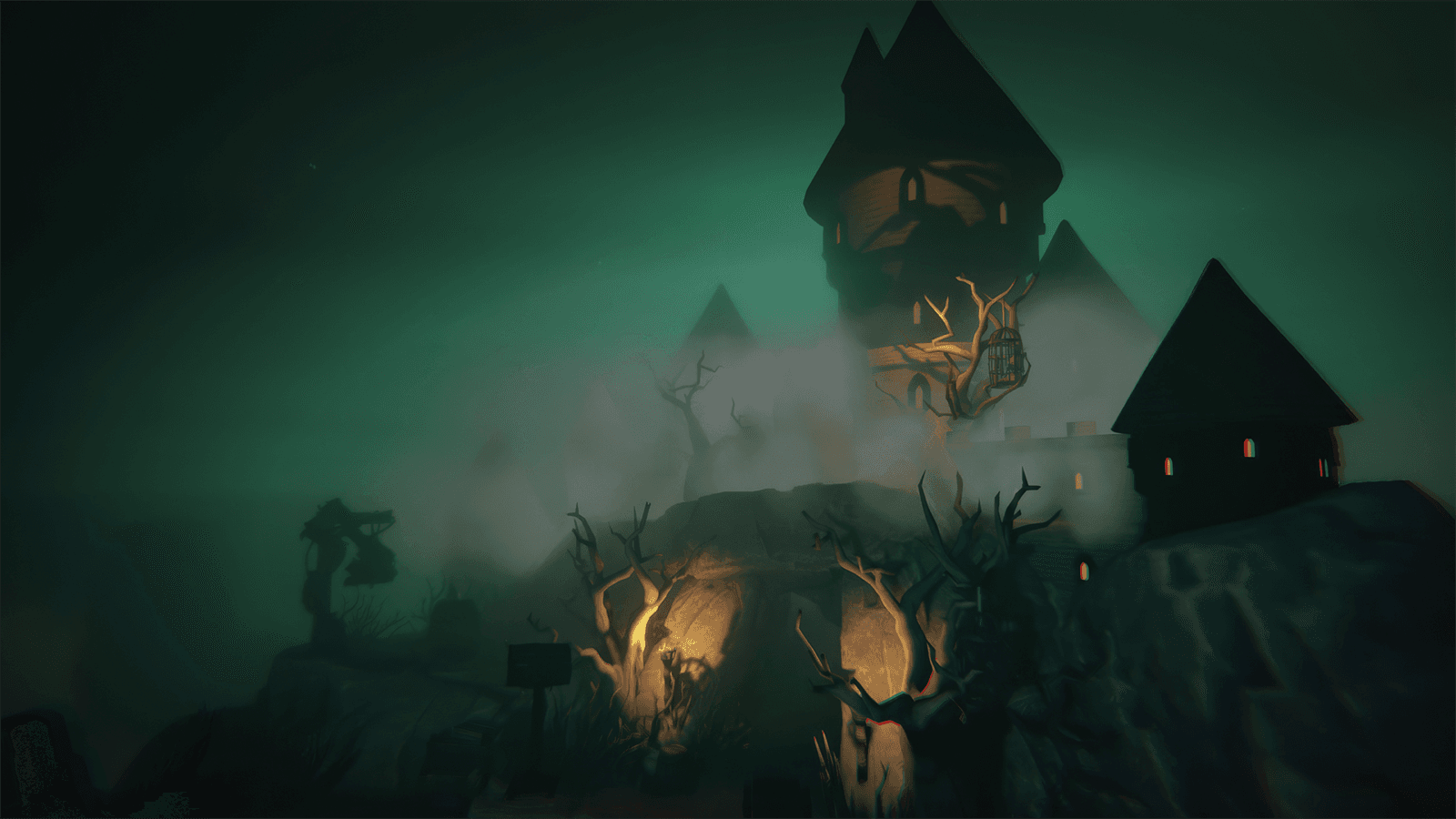 Official Castle exterior in green fog